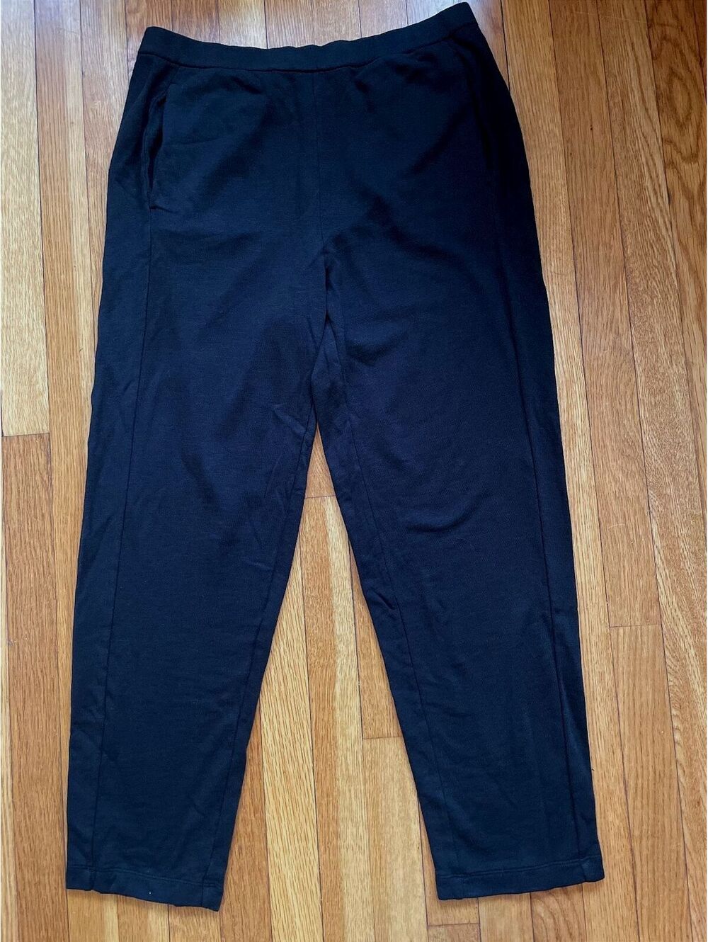 Eileen Fisher Slouch Ankle Pants Black M Organic Cotton Pull-On NWT Loungewear